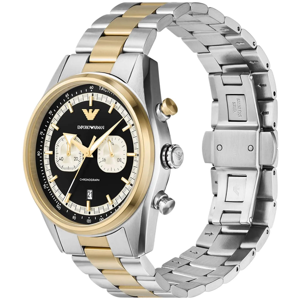 Emporio Armani Racer AR11678 Two-Tone Black Dial Metal Men's Watch