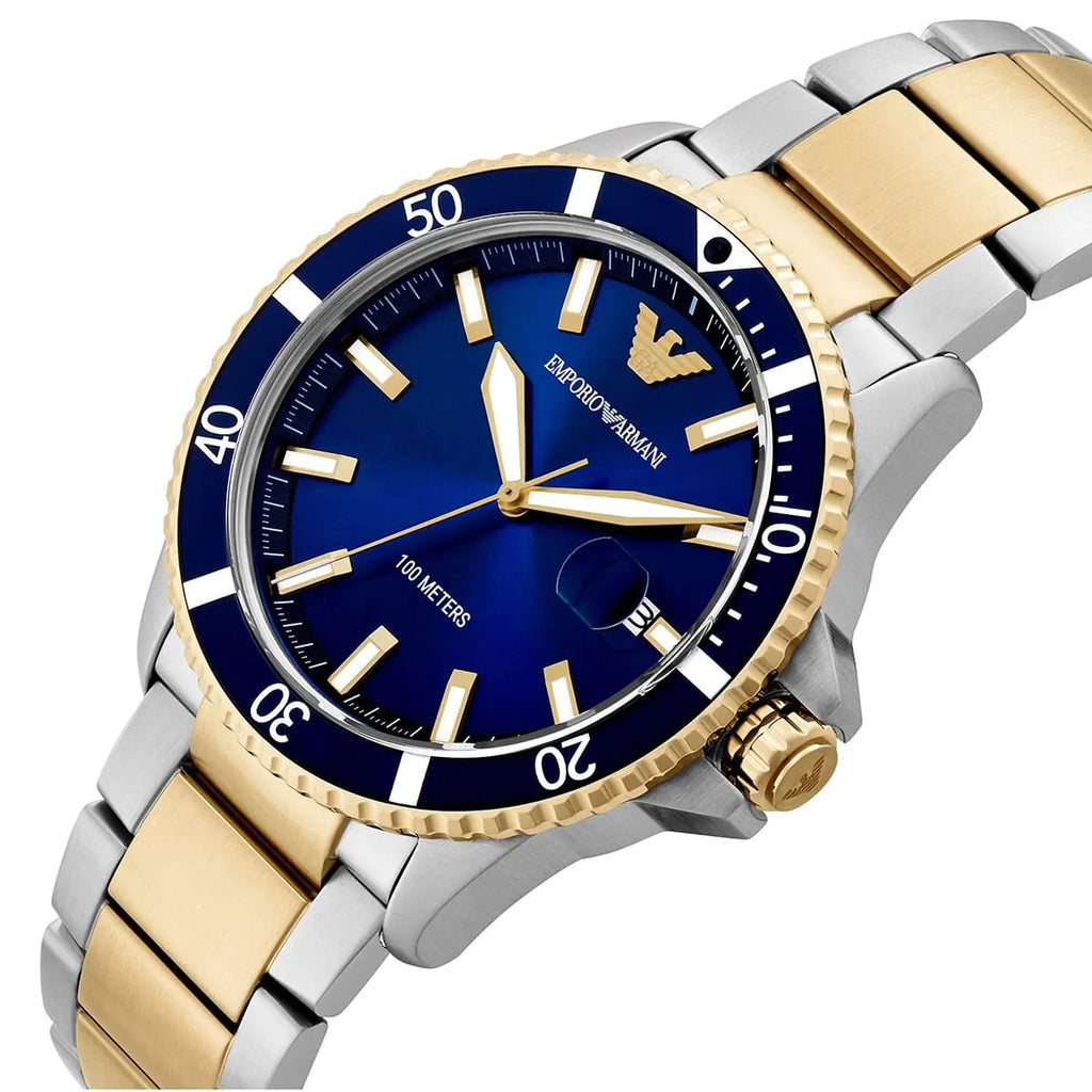 Emporio Armani World Explorer AR11682 Two-Tone Blue Dial Men's Watch
