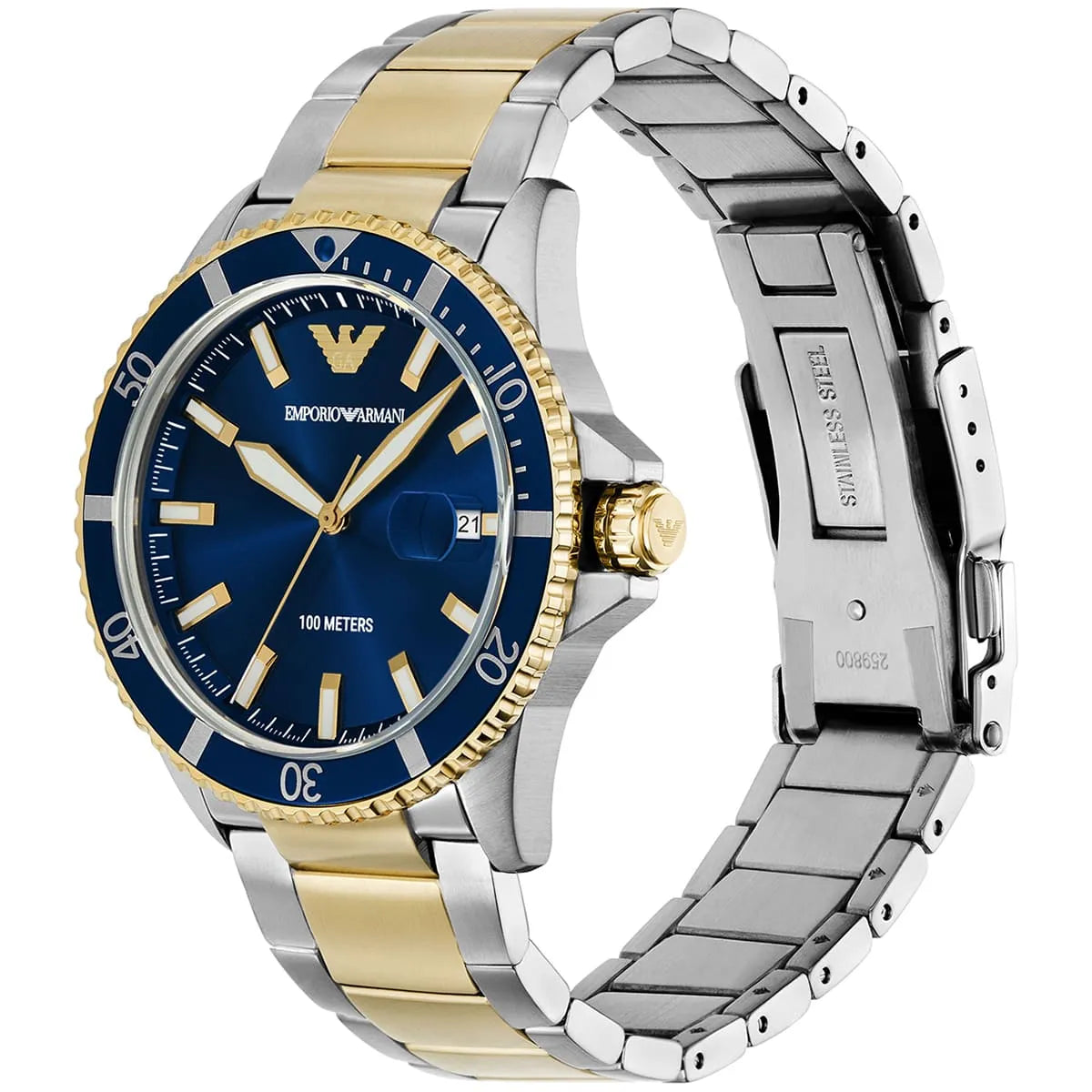 Emporio Armani World Explorer AR11682 Two-Tone Blue Dial Men's Watch