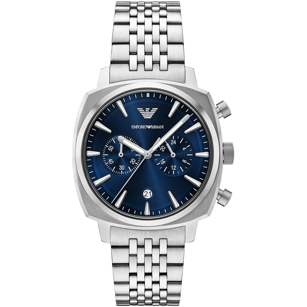 Emporio Armani Carlo Chronograph AR11688 Silver Blue Dial Metal Men's Watch