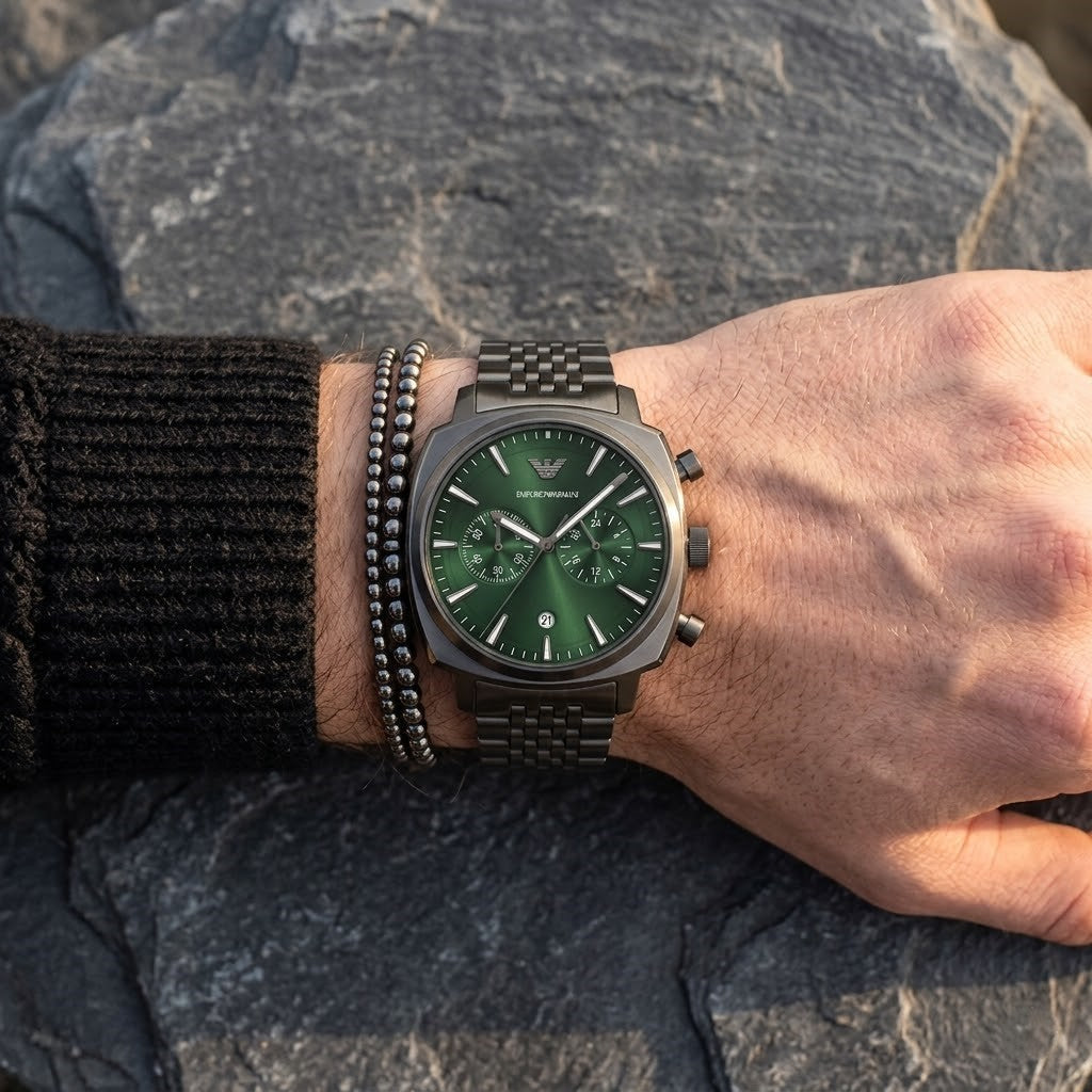 Emporio Armani Carlo Chronograph AR11689 Gunmetal Green Dial Men's Watch