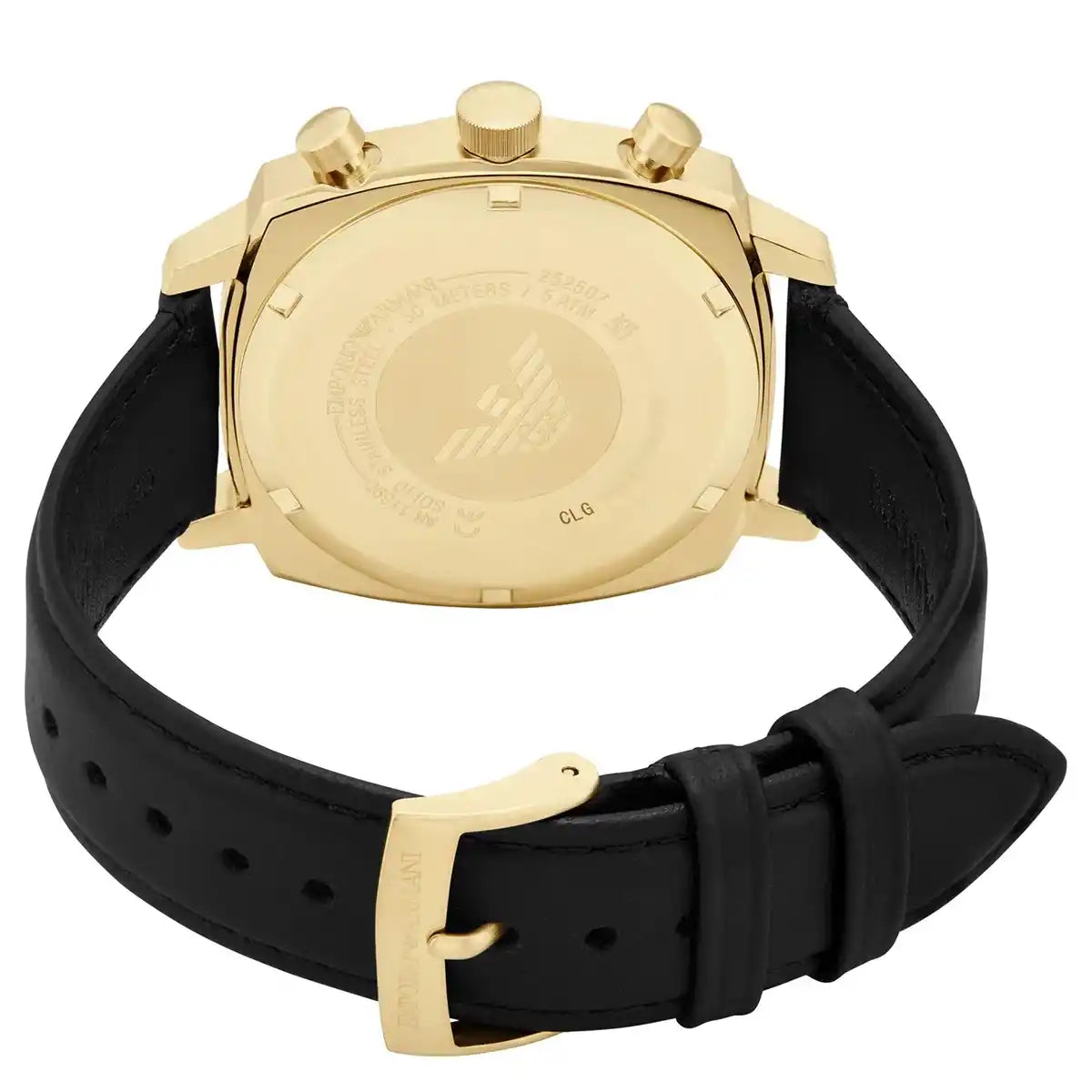Emporio Armani Carlo Chronograph AR11690 Gold Black Dial Leather Men's Watch