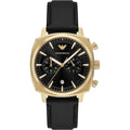 Emporio Armani Carlo Chronograph AR11690 Gold Black Dial Leather Men's Watch