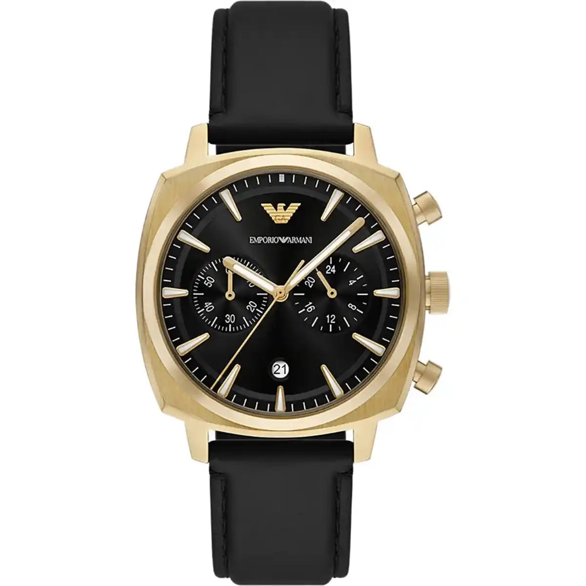 Emporio Armani Carlo Chronograph AR11690 Gold Black Dial Leather Men's Watch