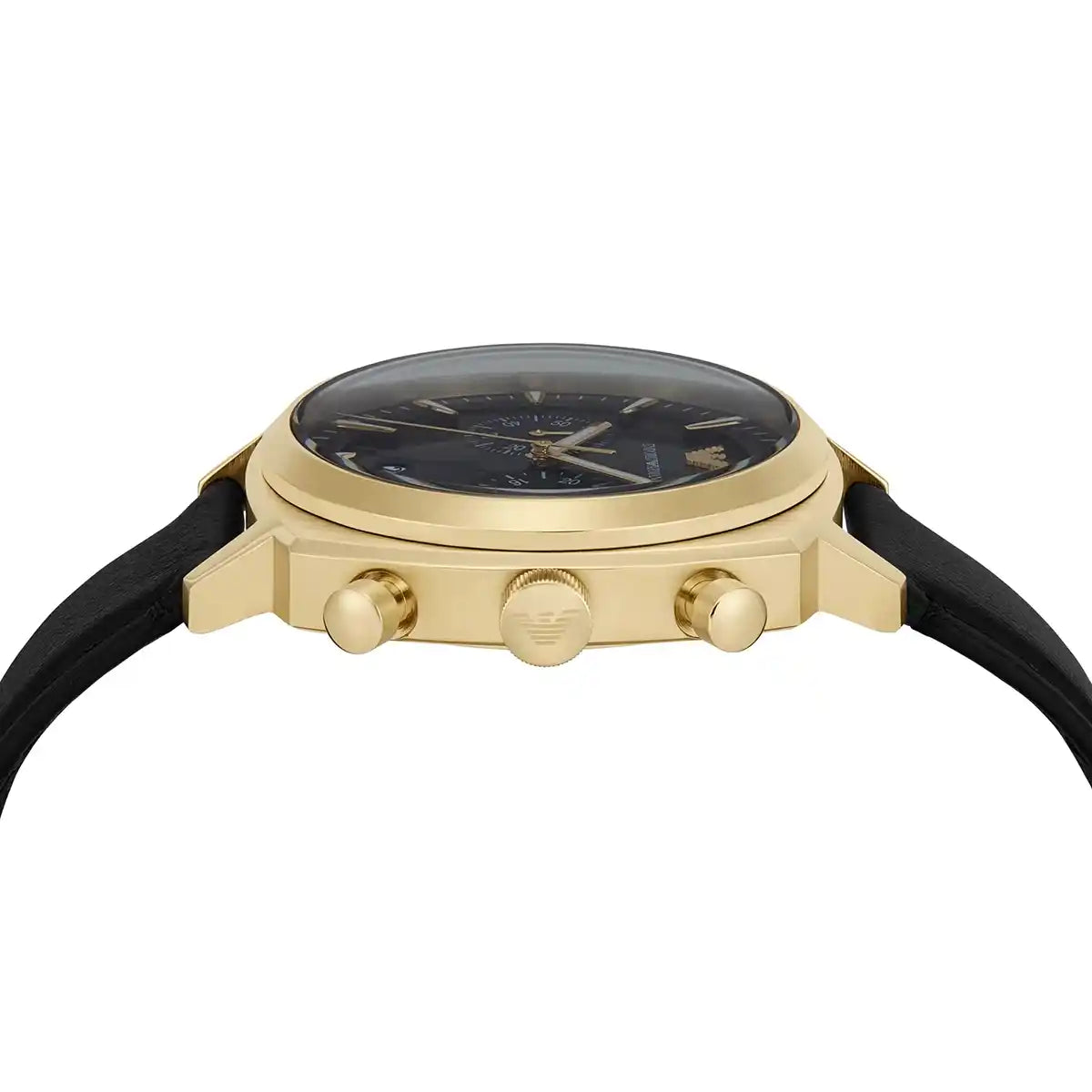 Emporio Armani Carlo Chronograph AR11690 Gold Black Dial Leather Men's Watch