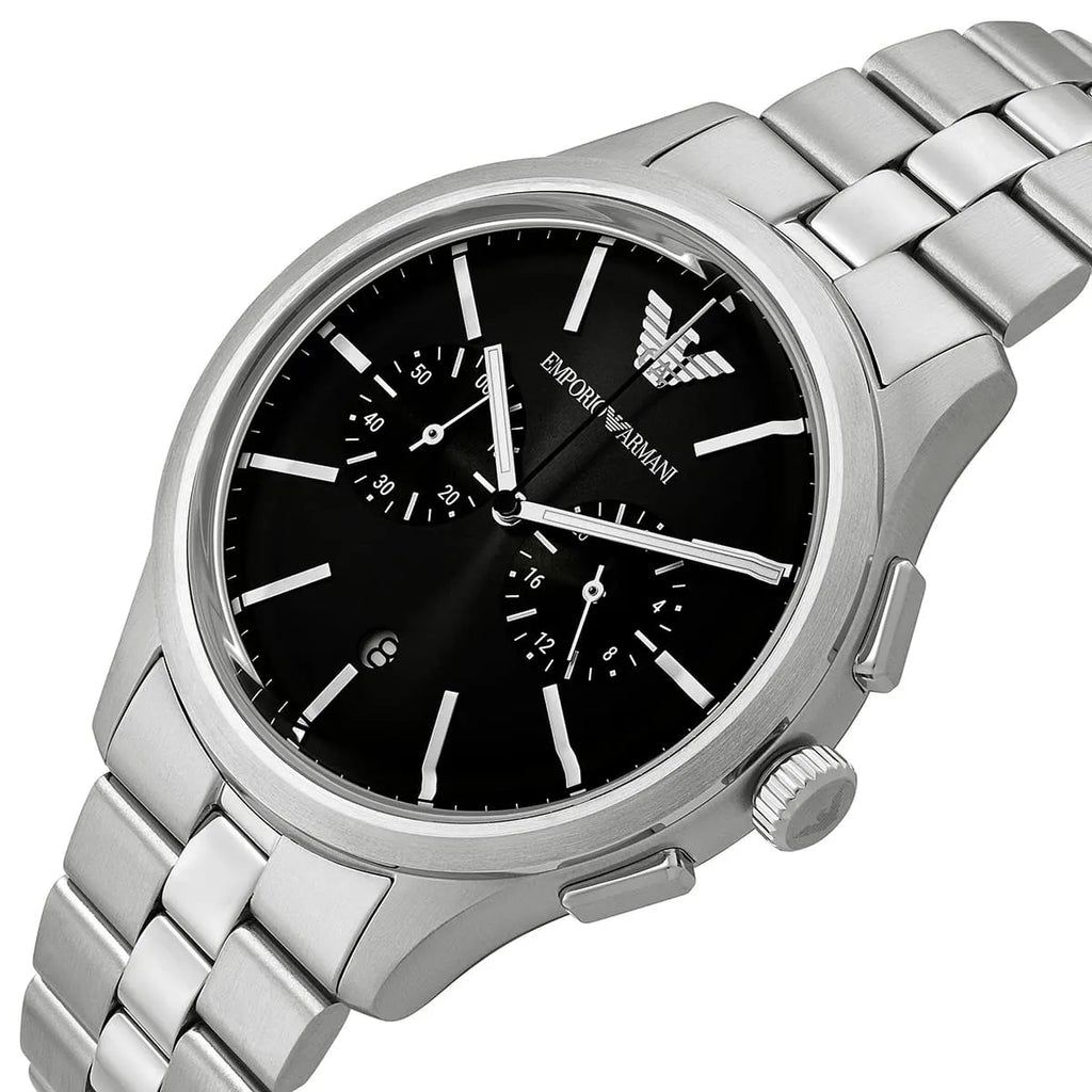 Emporio Armani Dario AR11691 Chronograph Black Dial Silver Stainless Steel Men's Watch