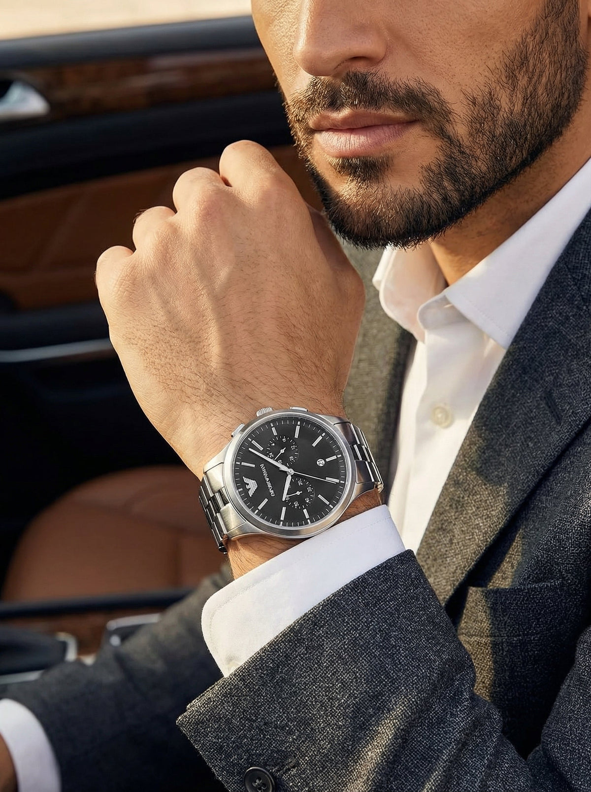 Emporio Armani Dario AR11691 Chronograph Black Dial Silver Stainless Steel Men's Watch