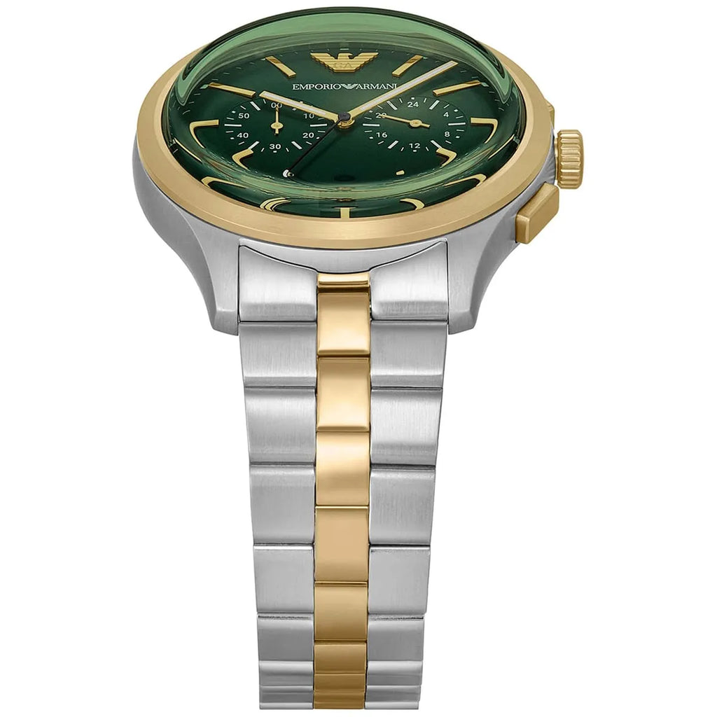 Emporio Armani Dario AR11692 Chronograph Green Dial Two-Tone Stainless Steel Men's Watch