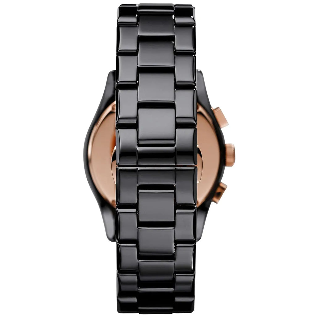 Emporio Armani Valente AR1410 Black Ceramic & Rose Gold Watch