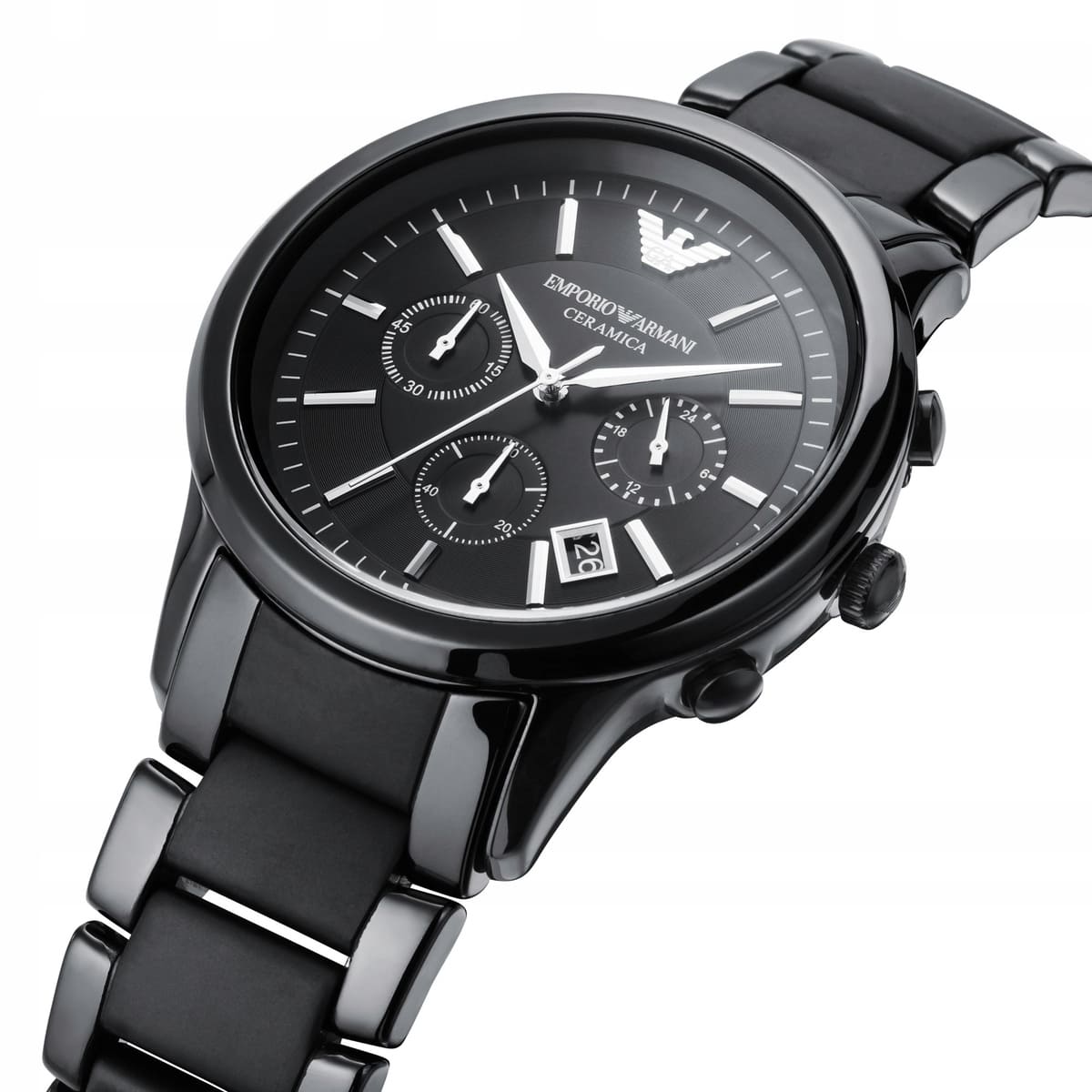 Emporio Armani AR1452 Men’s Black Dial Black Ceramic Ceramica Chronograph Watch