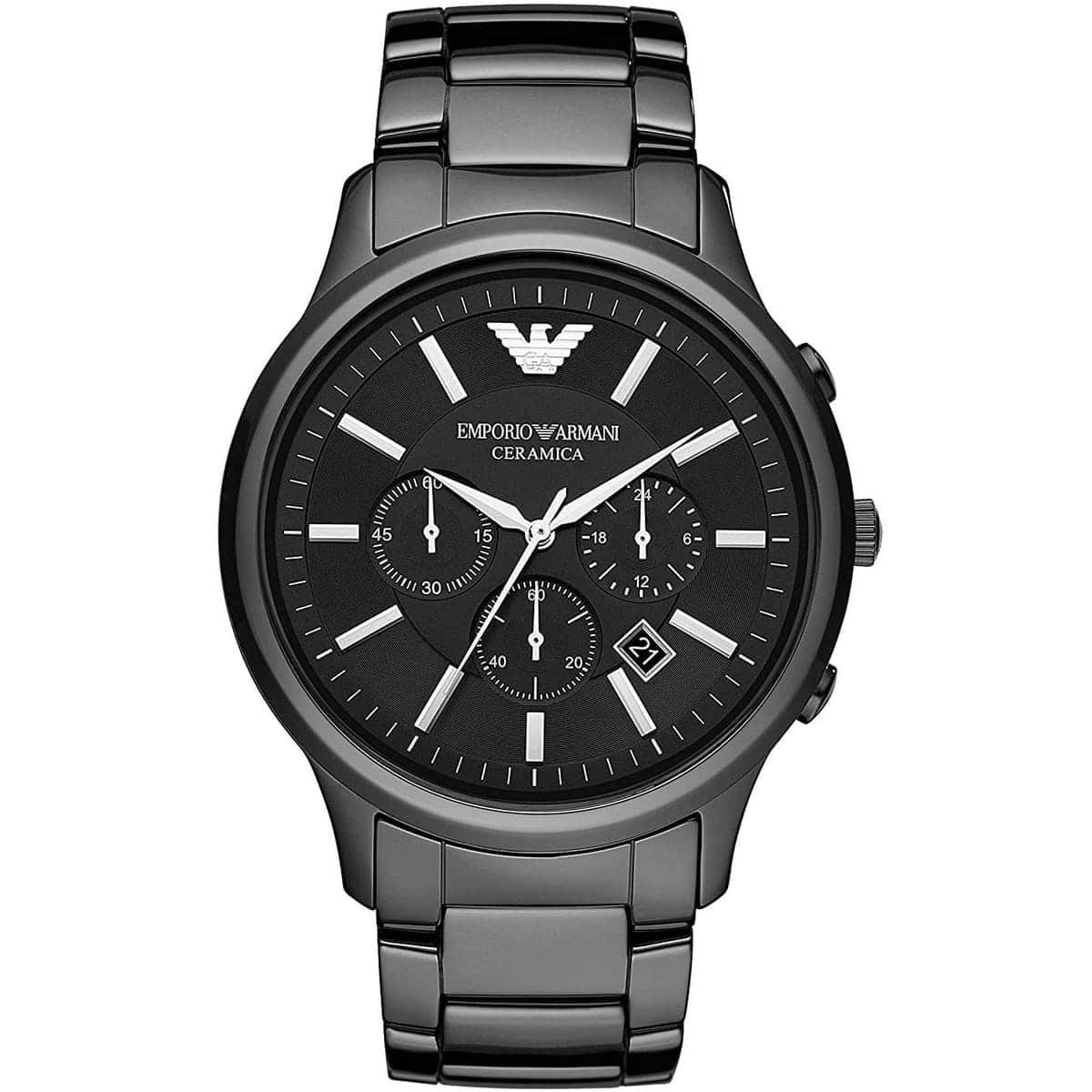 Emporio Armani AR1452 Men’s Black Dial Black Ceramic Ceramica Chronograph Watch