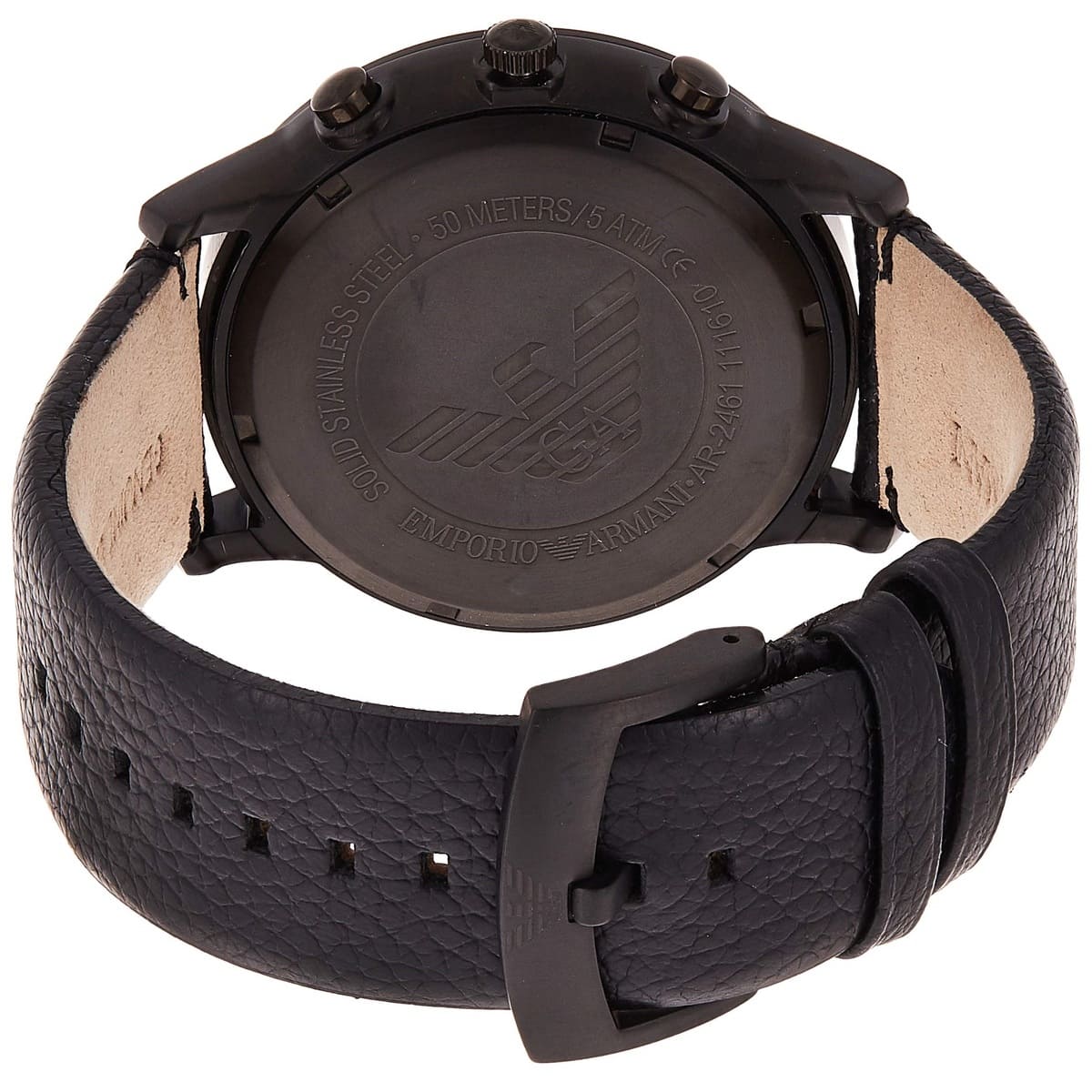 Emporio Armani Renato AR2461 All Black Leather Chronograph Watch