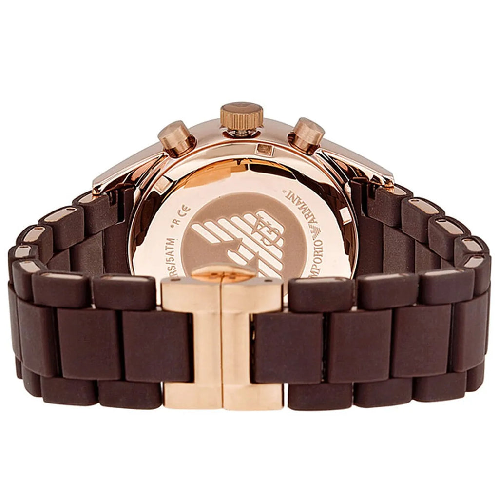 Emporio Armani Tazio AR5890 Brown Silicone & Rose Gold Watch