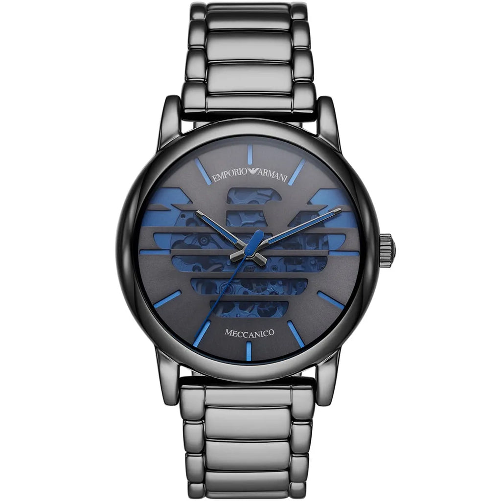 Emporio Armani Luigi AR60029 Meccanico Skeleton Gunmetal & Blue Watch