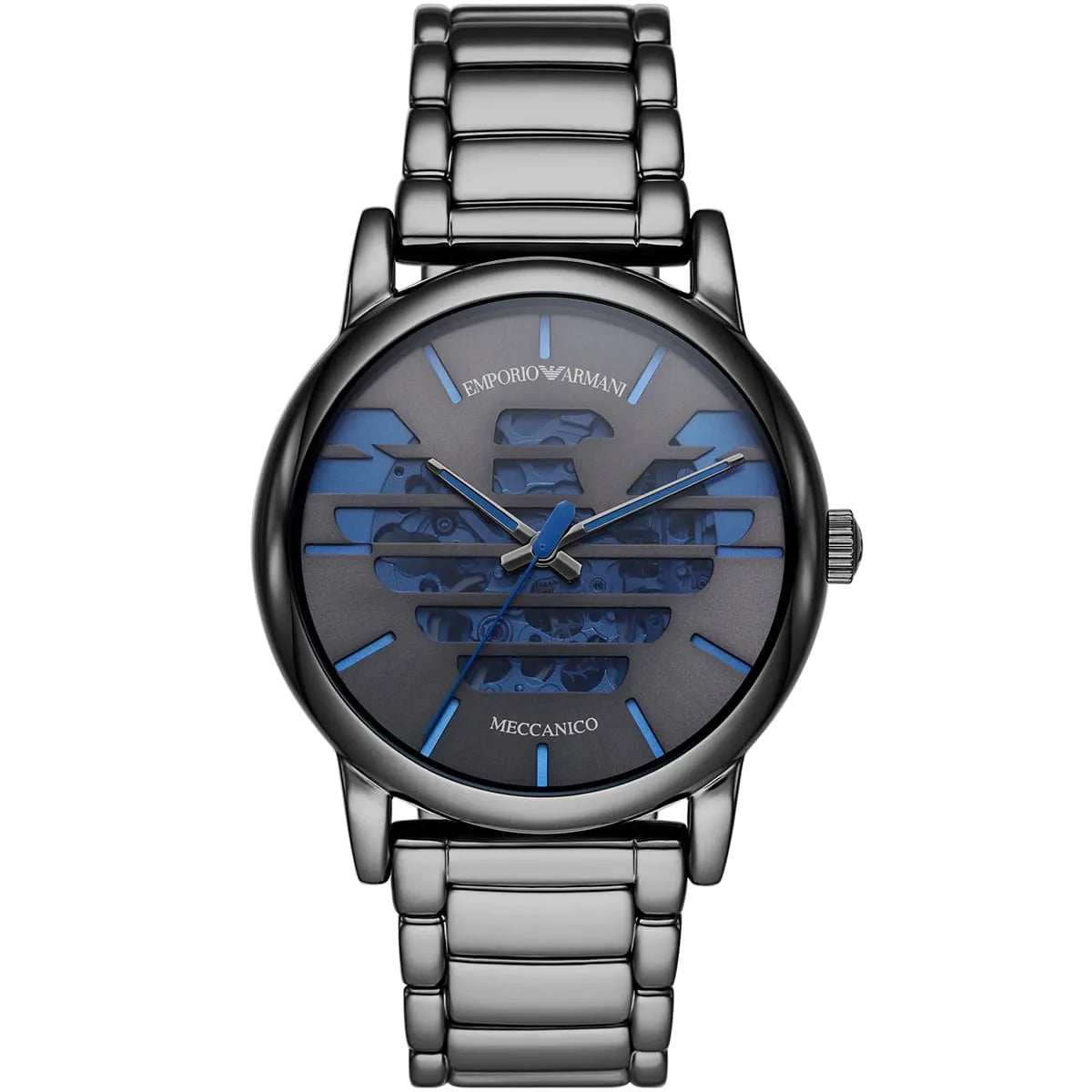 Emporio Armani Luigi AR60029 Meccanico Skeleton Gunmetal & Blue Watch
