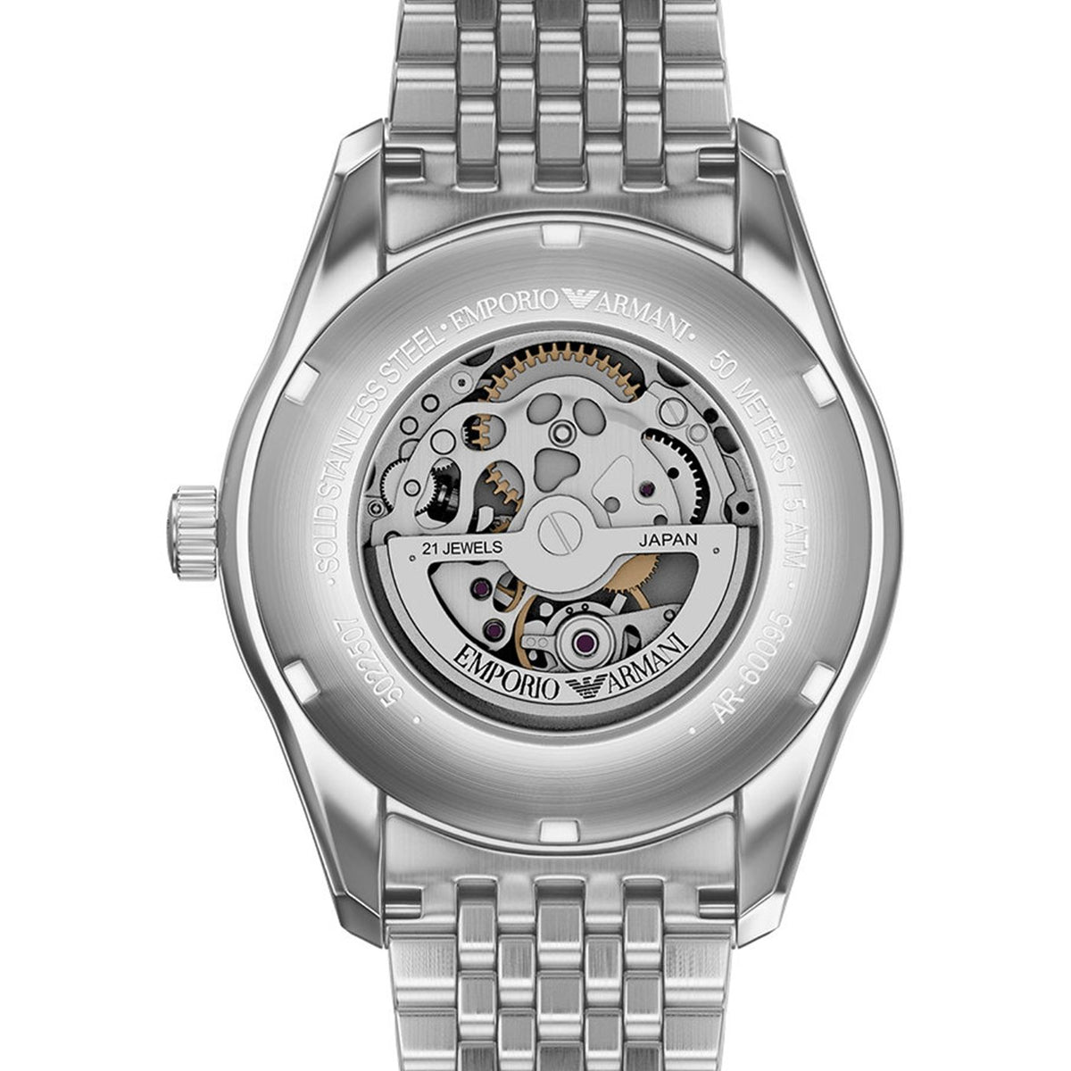 Emporio Armani Antonio AR60095 Silver-Tone Beige Skeleton Automatic Men's Watch