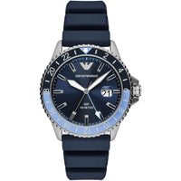 Emporio Armani AR11592 Blue Dial GMT Diver 100M Rubber Strap Watch
