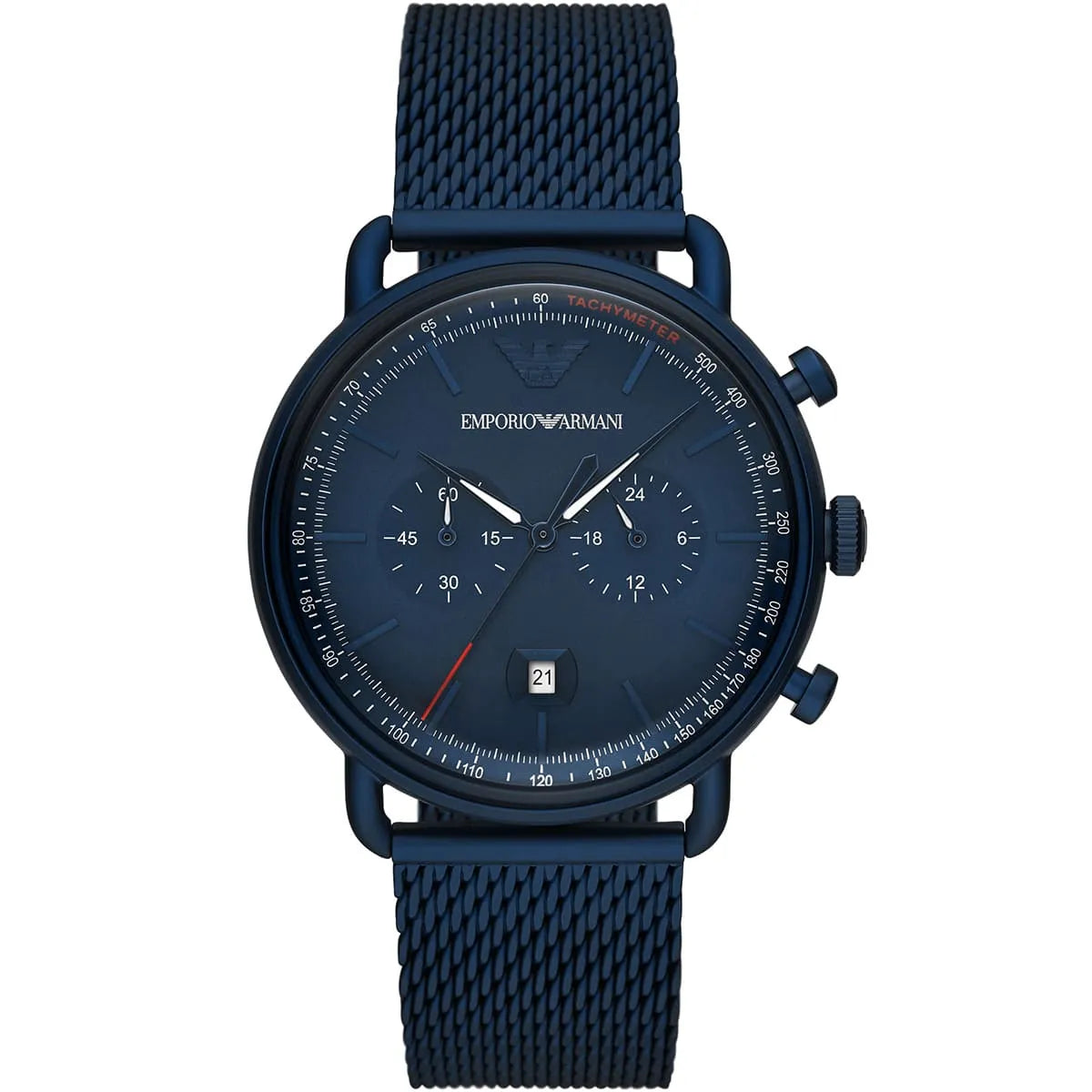 Emporio Armani Aviator AR11289 All-Blue Mesh Chronograph Watch