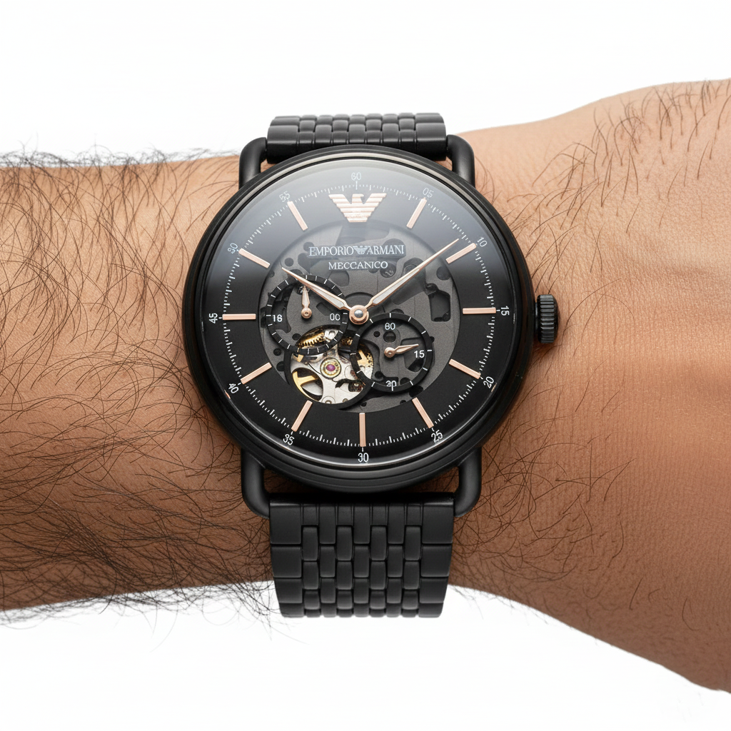 Emporio Armani Aviator AR60025 Meccanico Automatic Black Mesh Watch