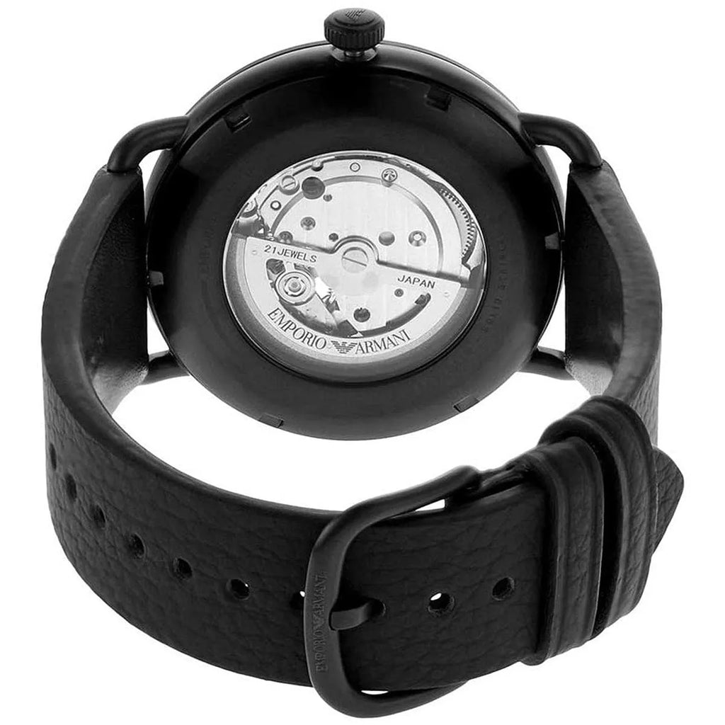 Emporio Armani Aviator AR60028 Meccanico Automatic Black Leather Watch