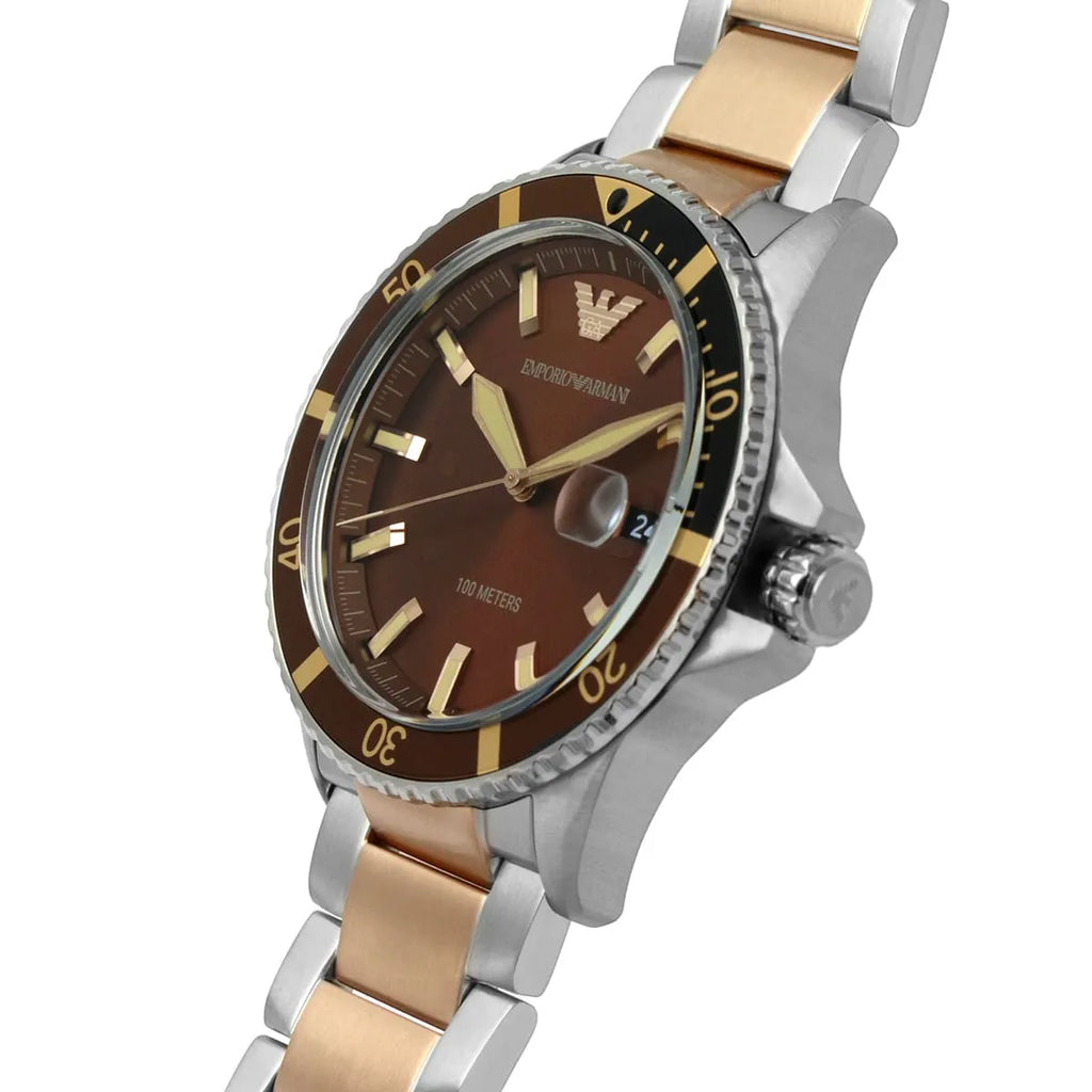Emporio Armani Diver AR11340 Chocolate Brown Two-Tone Watch