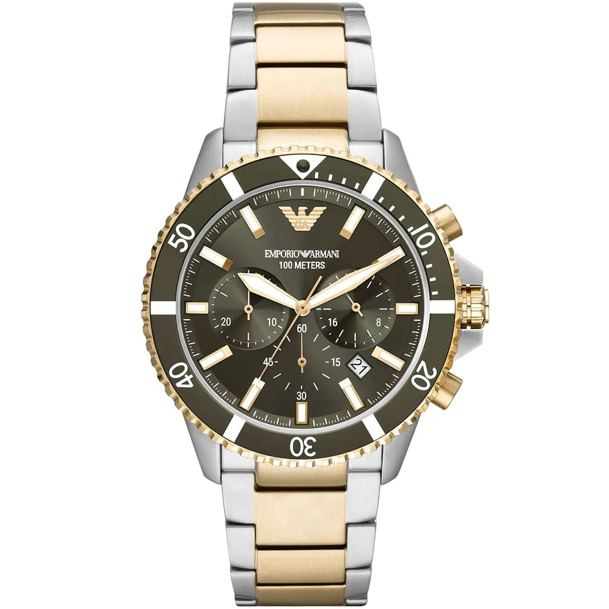 Emporio Armani Diver AR11361 Two-Tone Green Dial Watch