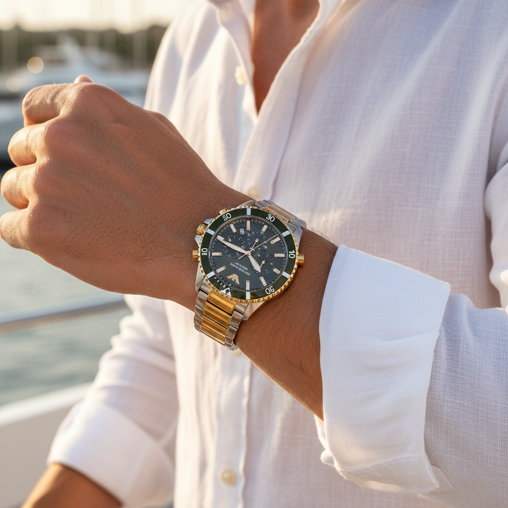 Emporio Armani Diver AR11361 Two-Tone Green Dial Watch