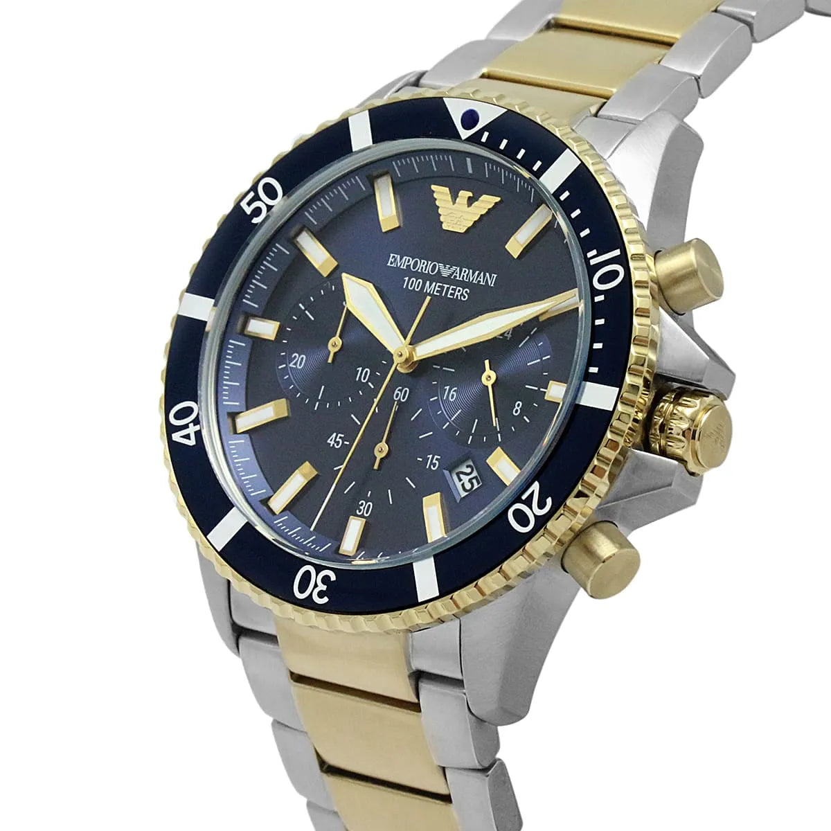 Emporio Armani Diver AR11362 Two-Tone Blue Chronograph Watch