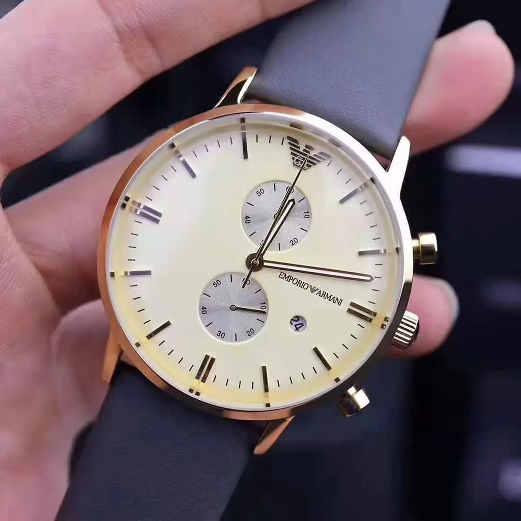 Emporio Armani Gianni AR0386 Gold Beige Chronograph Watch
