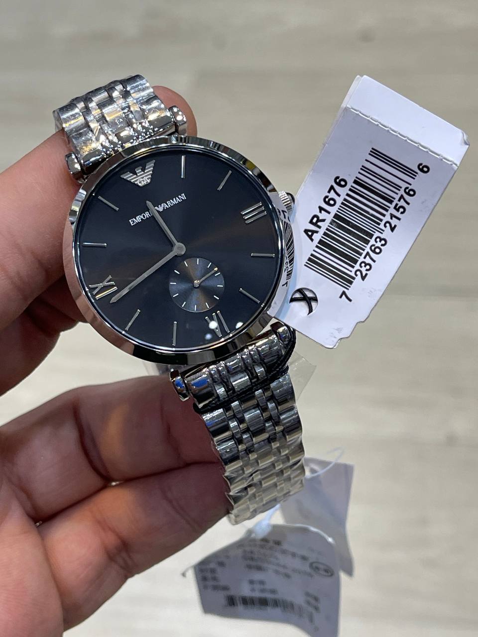 Emporio Armani Gianni T-Bar AR1676 Black Dial Small Seconds Watch