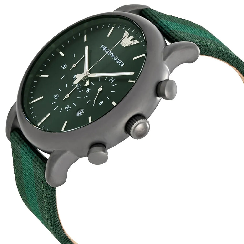 Emporio Armani Luigi XLarge AR1950 Green Fabric Strap Watch