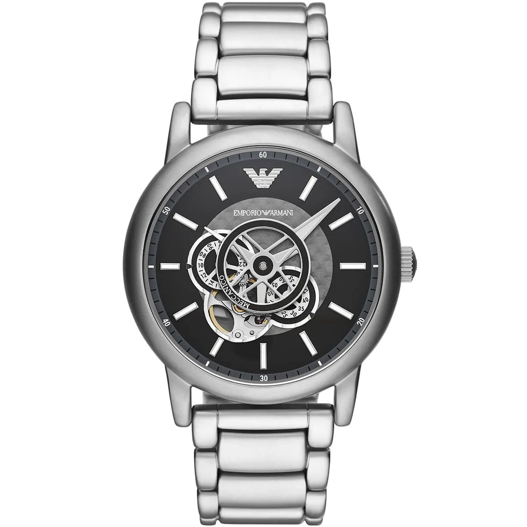 Emporio Armani Luigi AR60021 Meccanico Automatic Open-Heart Black Dial Watch