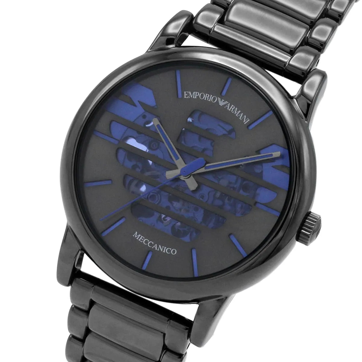 Emporio Armani Luigi AR60029 Meccanico Skeleton Gunmetal & Blue Watch