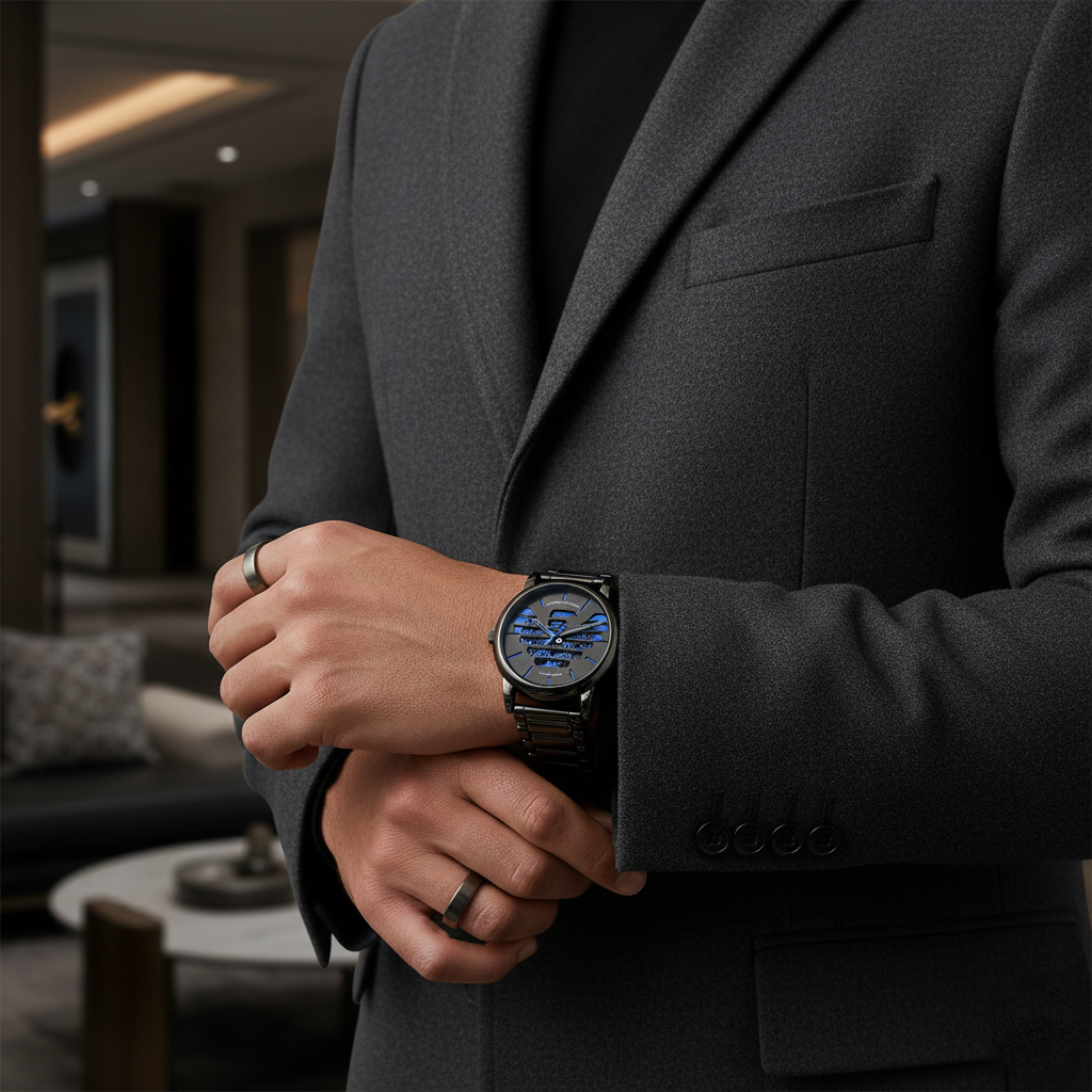 Emporio Armani Luigi AR60029 Meccanico Skeleton Gunmetal & Blue Watch