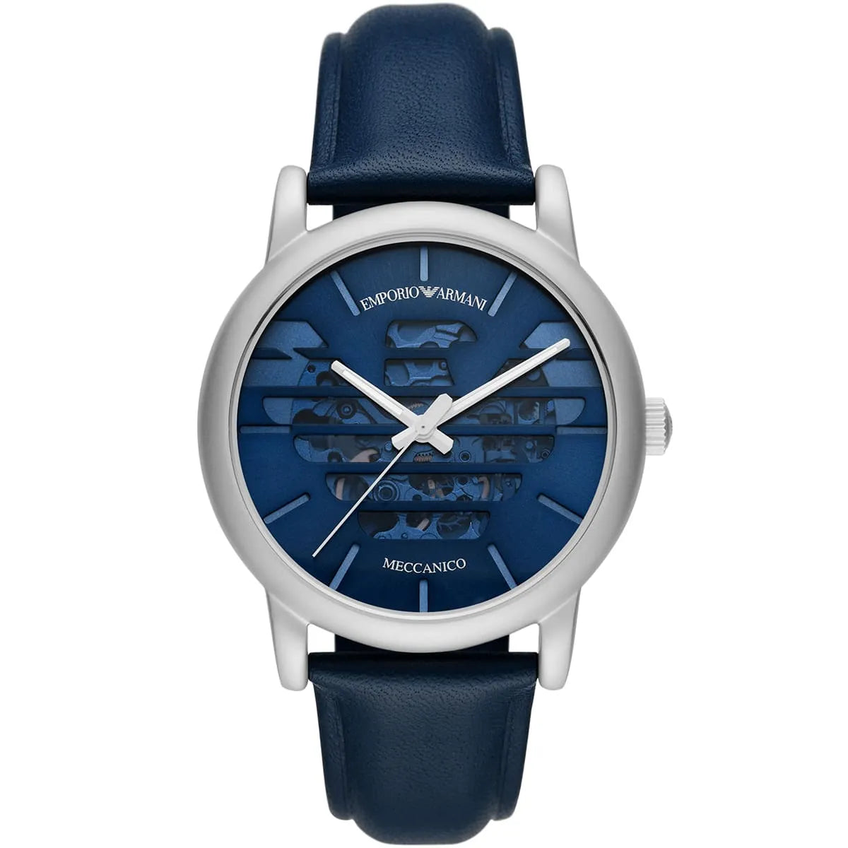Emporio Armani Luigi AR60030 Meccanico Automatic Skeleton Blue Leather Watch