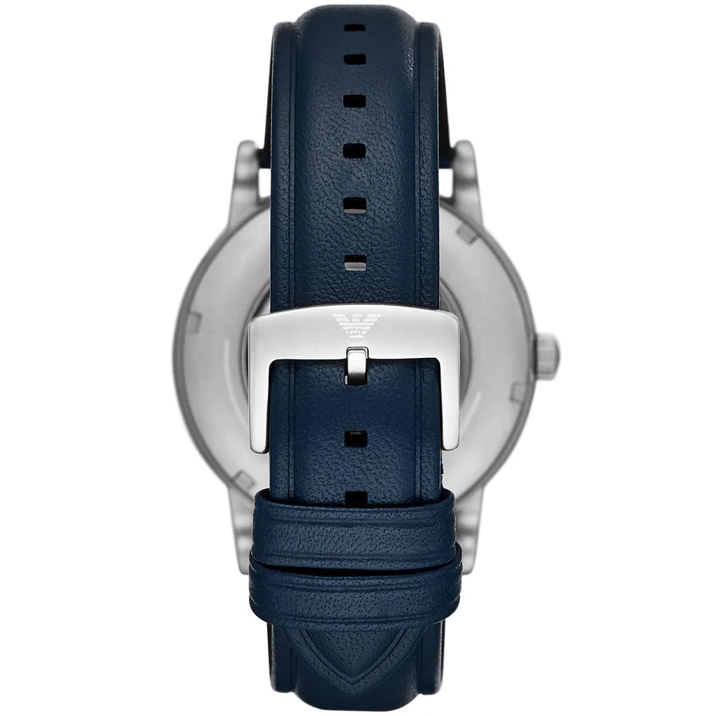 Emporio Armani Luigi AR60030 Meccanico Automatic Skeleton Blue Leather Watch