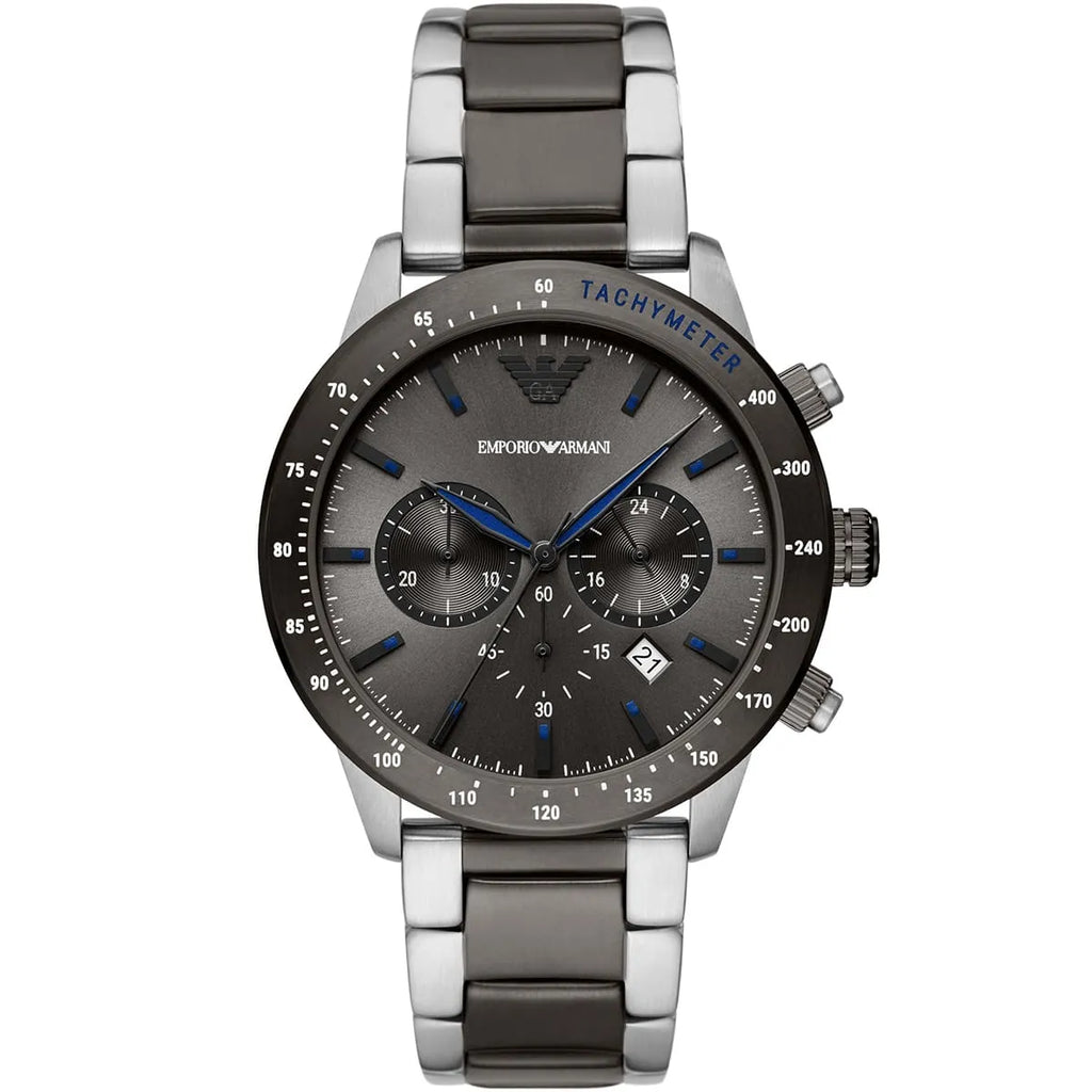 Emporio Armani Mario AR11391 Grey Dial Blue Accents Watch