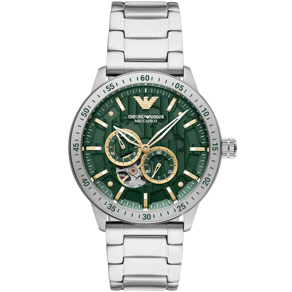 Emporio Armani Mario AR60053 Meccanico Automatic Skeleton Green & Gold Watch