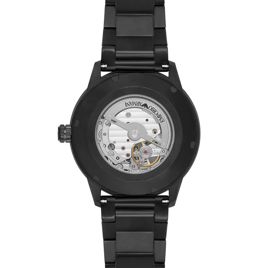 Emporio Armani Mario AR60054 Meccanico Automatic Skeleton All-Black Watch