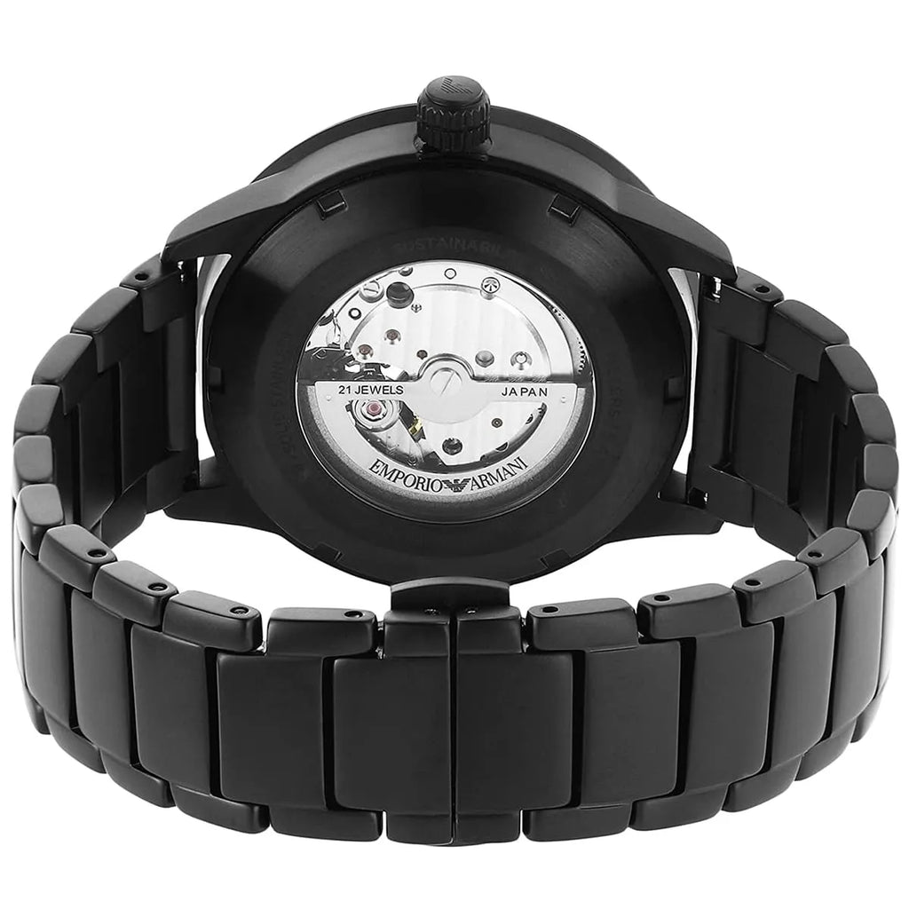 Emporio Armani Mario AR60054 Meccanico Automatic Skeleton All-Black Watch
