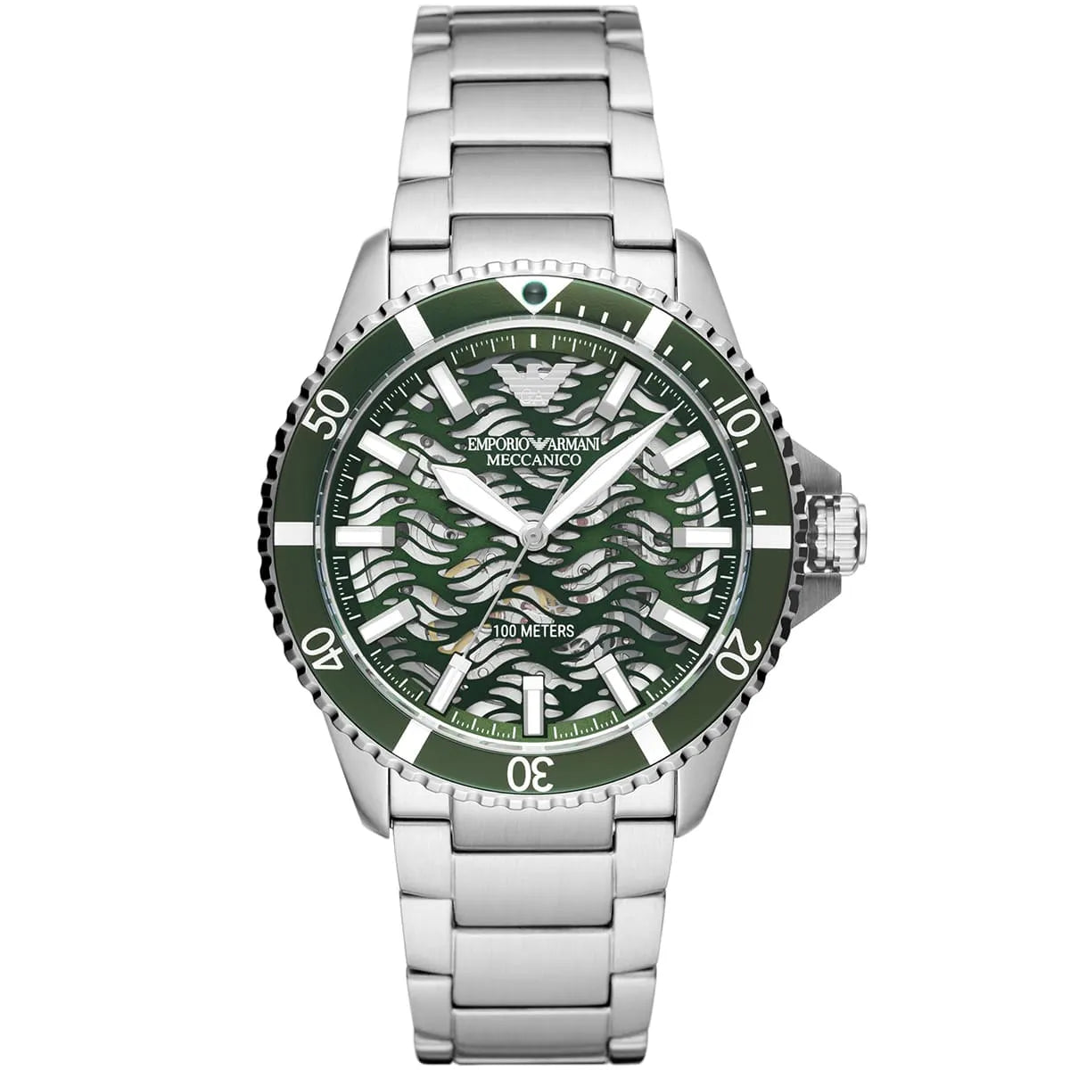 Emporio Armani Meccanico AR60061 Automatic Green Skeleton Dial Watch