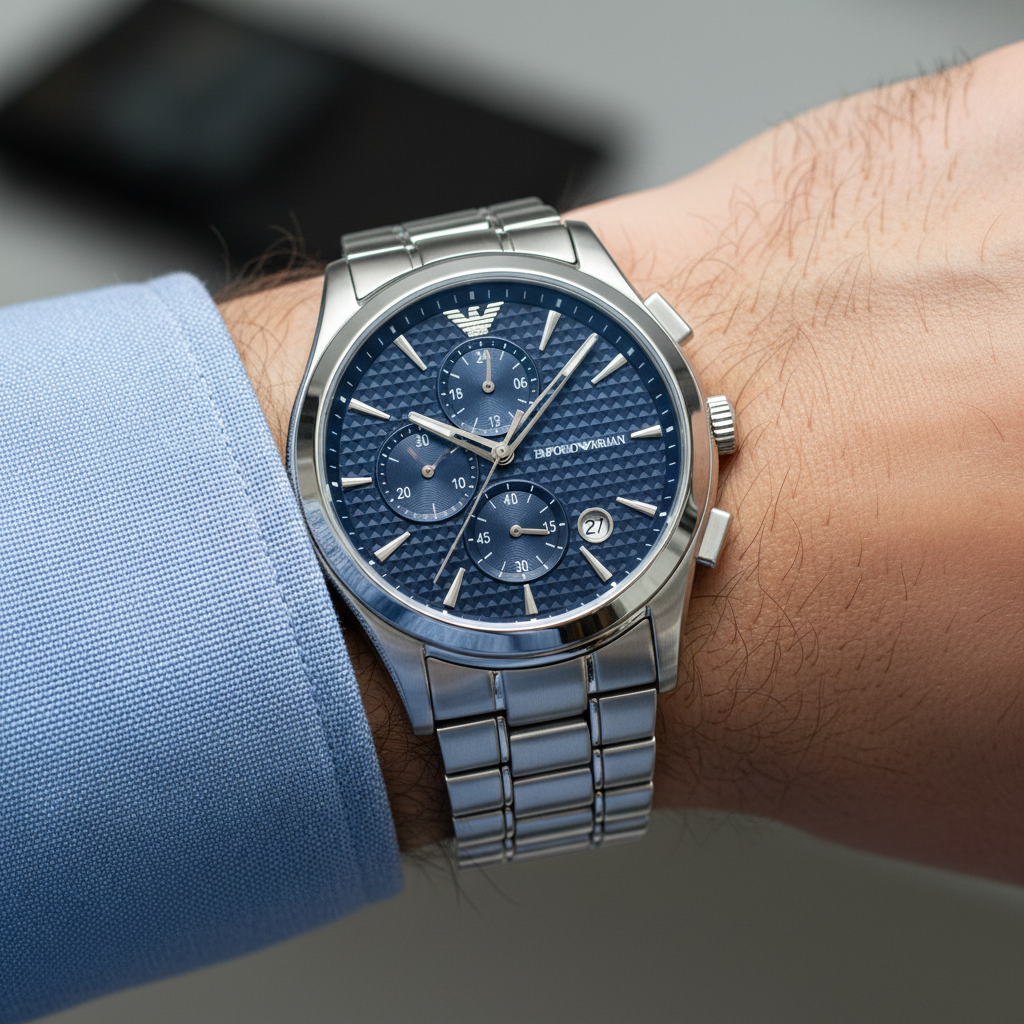 Emporio Armani Paolo AR11528 Textured Blue Dial Watch