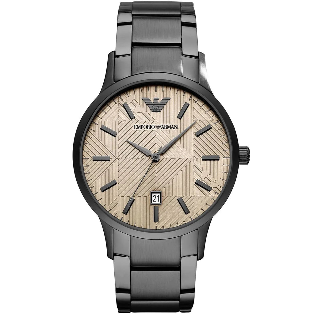 Emporio Armani Renato AR11183 Gunmetal Watch with Beige Geometric Dial