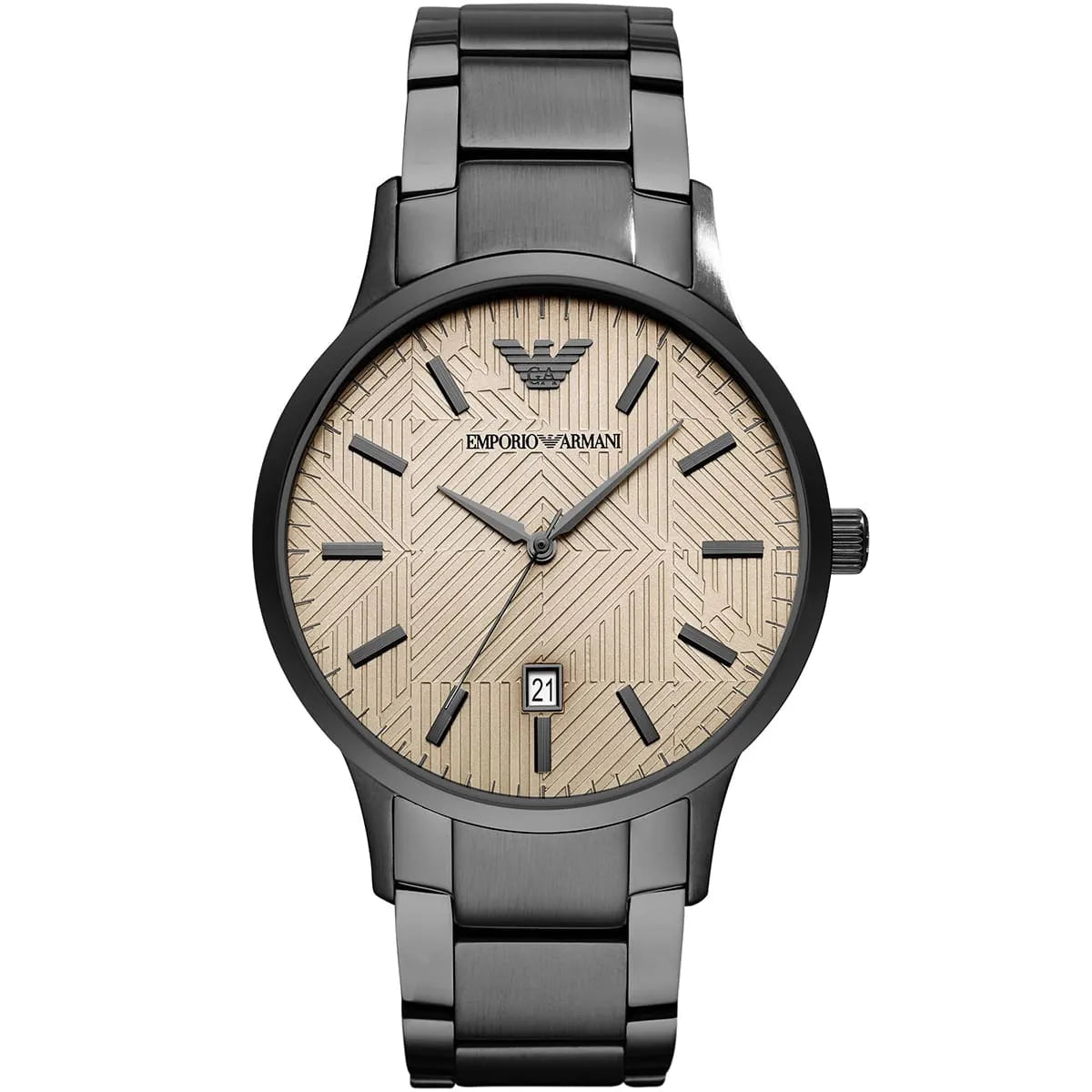 Emporio Armani Renato AR11183 Gunmetal Watch with Beige Geometric Dial