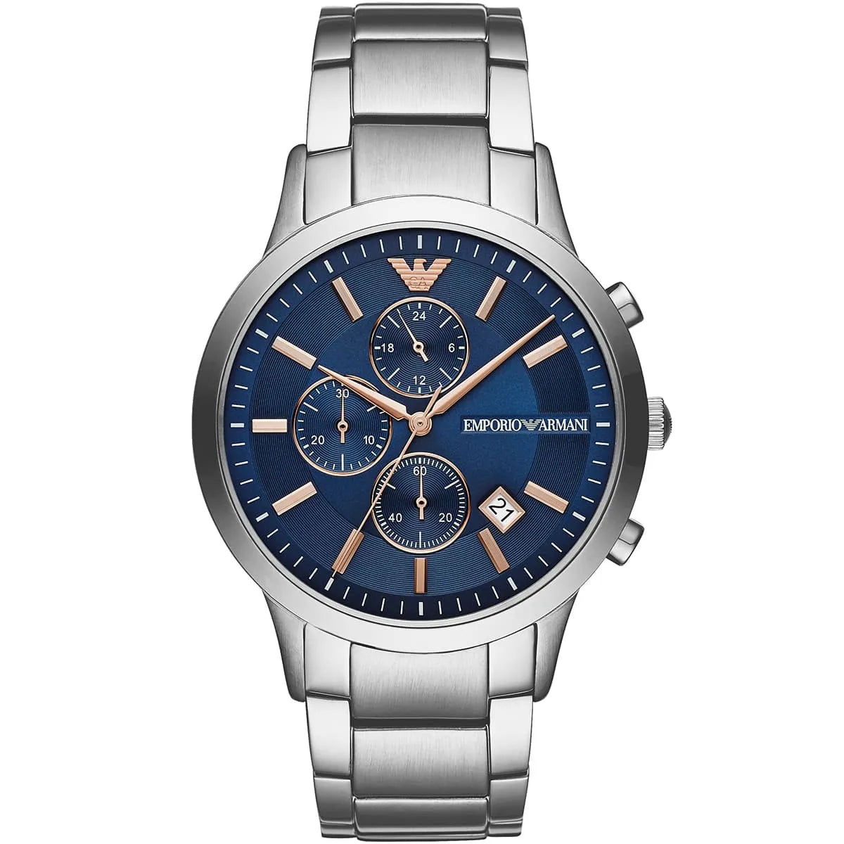Emporio Armani Renato AR11458 Blue Dial Rose Gold Accents Watch