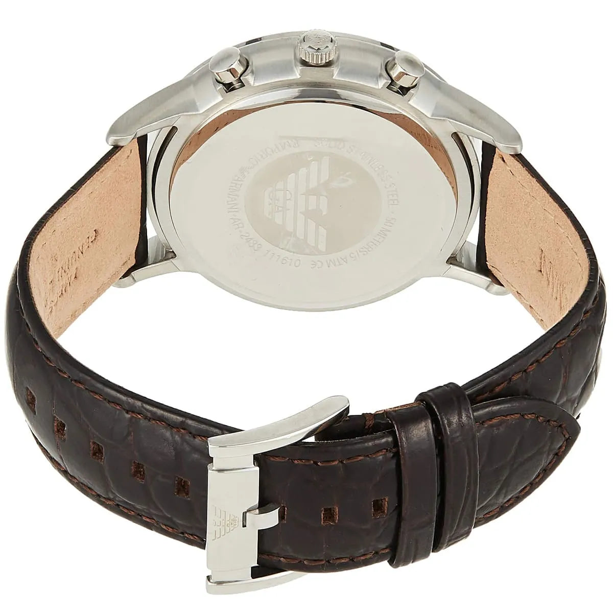 Emporio Armani Renato AR2433 Cream Dial Brown Leather Watch