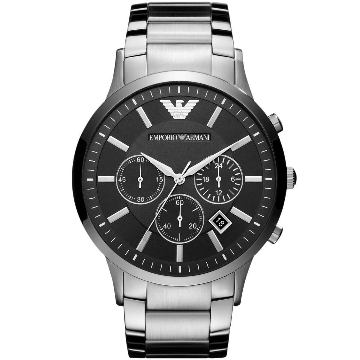 Emporio Armani Renato AR2460 XL Black Dial Silver Watch