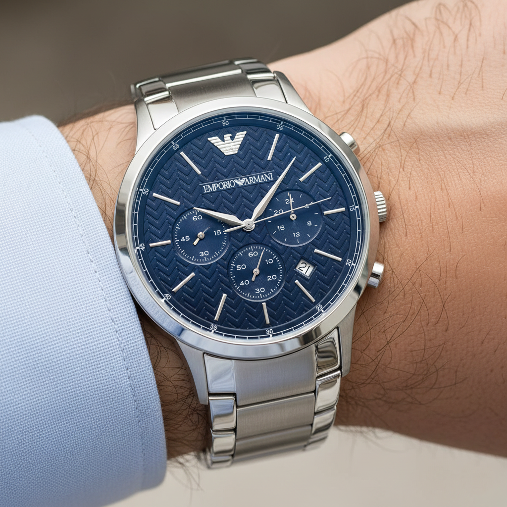 Emporio Armani Renato AR2486 Textured Blue Dial Watch