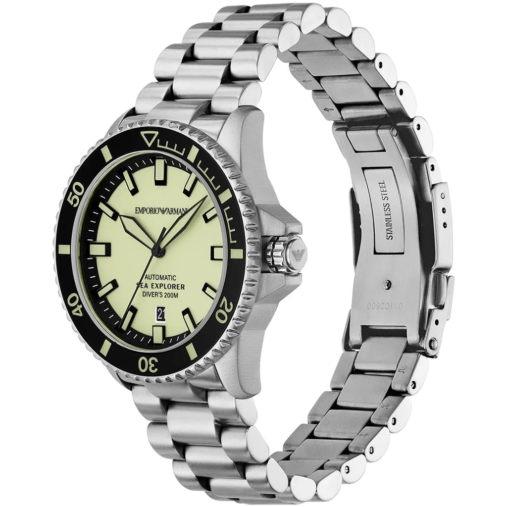 Emporio Armani Sea Explorer AR60083 Automatic Yellow Dial Diver's Watch