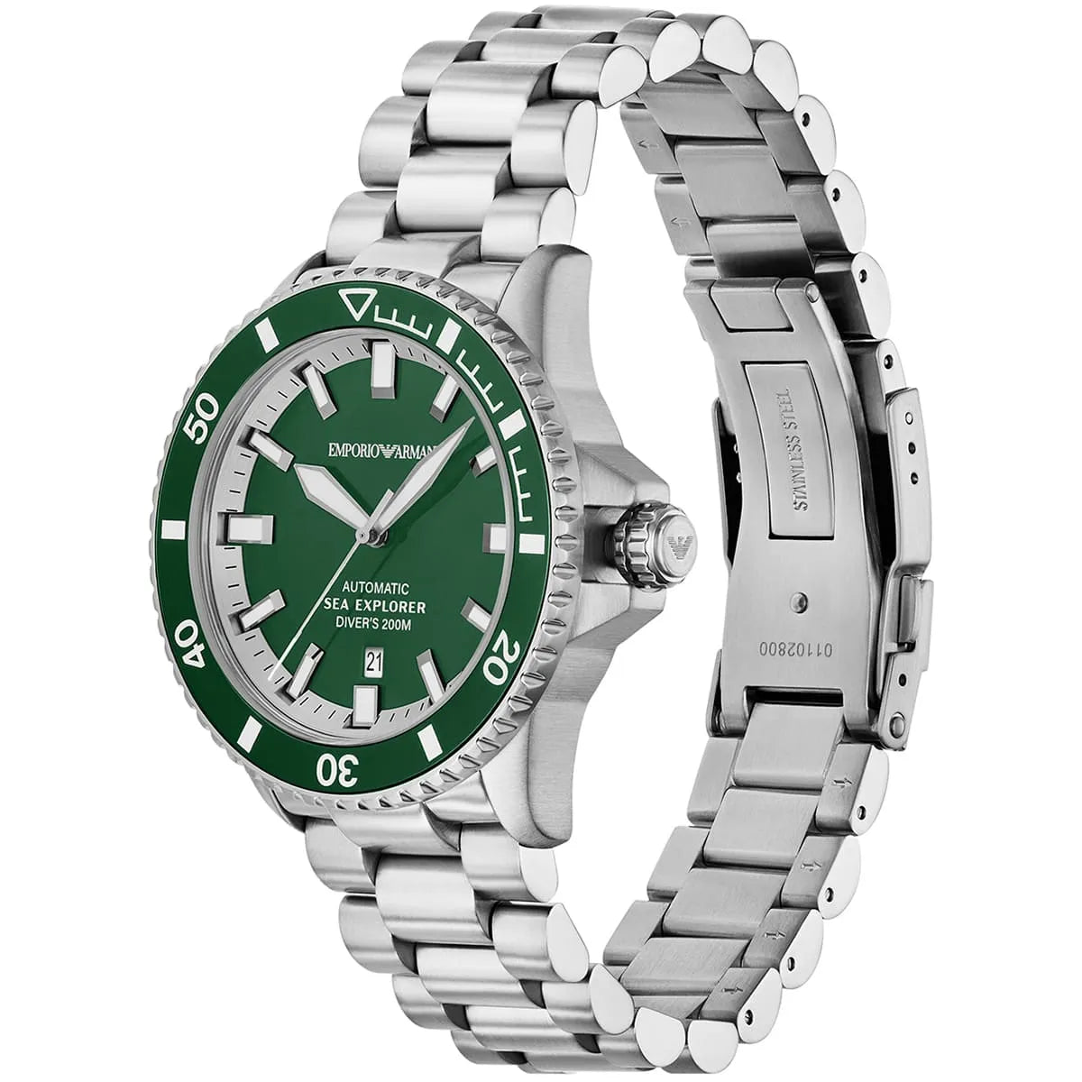 Emporio Armani Sea Explorer AR60088 Automatic Green Dial Diver's Watch